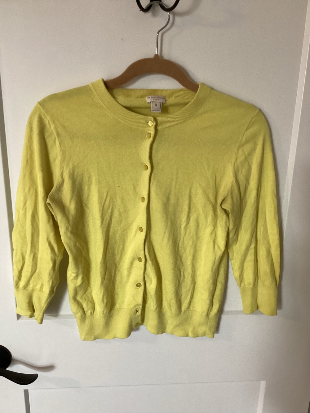 J. Crew Clare Lemon Yellow Lightweight Cardigan Sweater